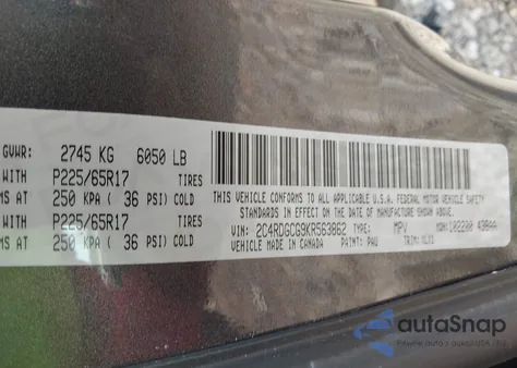 2019 Dodge Grand Caravan Sxt from USA, damaged, VIN 2C4RDGCG9KR563862